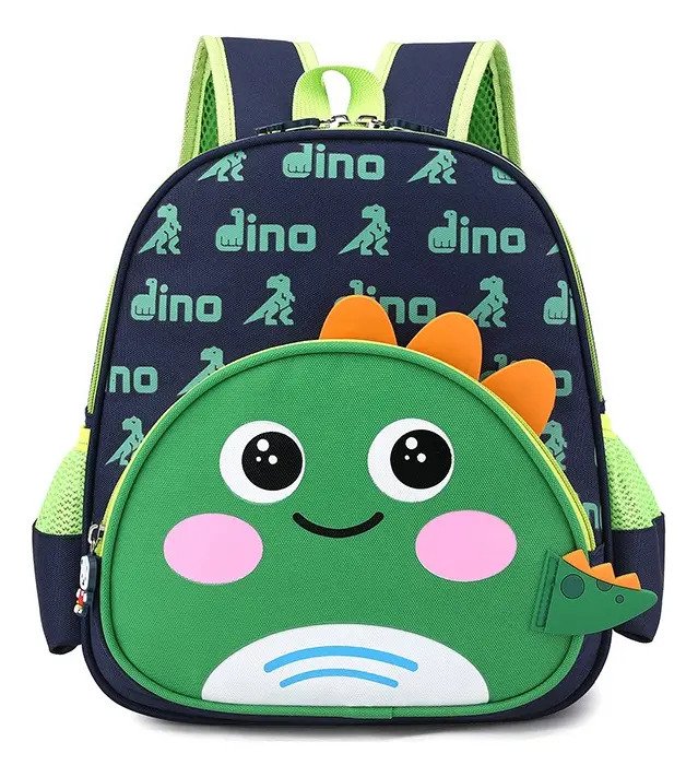 Mochila Infantil Preescolar Con Diseño De Dinosaurio Verde